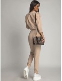 Sports tracksuit set with slits on the knees, beige FI608 - Online store - Boutique